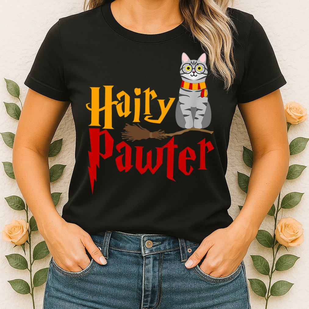 FUNNY Pun Hairy Pawter TShirt Wizard Gift For Cat Lovers Womens T-Shirt