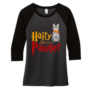 FUNNY Pun Hairy Pawter TShirt Wizard Gift For Cat Lovers Women's Tri-Blend 3/4-Sleeve Raglan Shirt