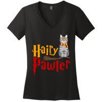 FUNNY Pun Hairy Pawter TShirt Wizard Gift For Cat Lovers Women's V-Neck T-Shirt