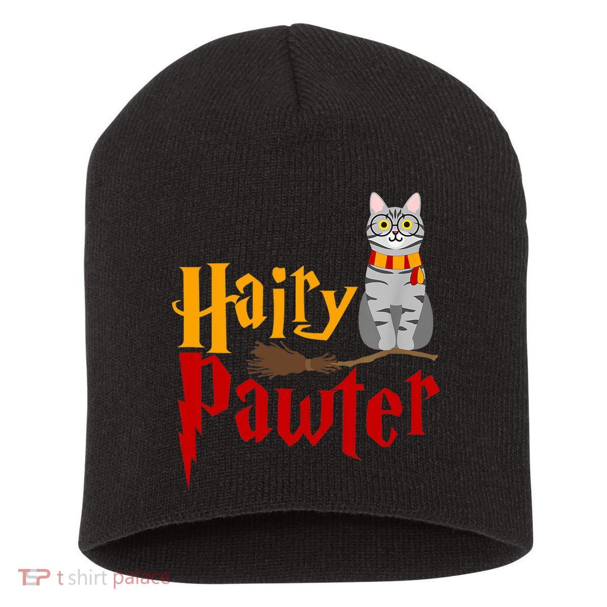 FUNNY Pun Hairy Pawter TShirt Wizard Gift For Cat Lovers Short Acrylic Beanie