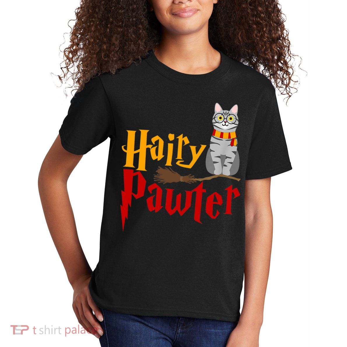 FUNNY Pun Hairy Pawter TShirt Wizard Gift For Cat Lovers Kids T-Shirt
