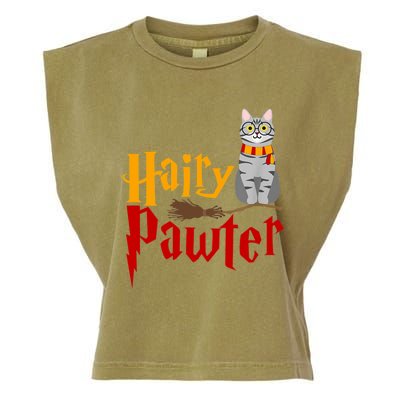 FUNNY Pun Hairy Pawter TShirt Wizard Gift For Cat Lovers Garment-Dyed Women's Muscle Tee