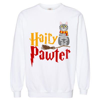 FUNNY Pun Hairy Pawter TShirt Wizard Gift For Cat Lovers Garment-Dyed Sweatshirt