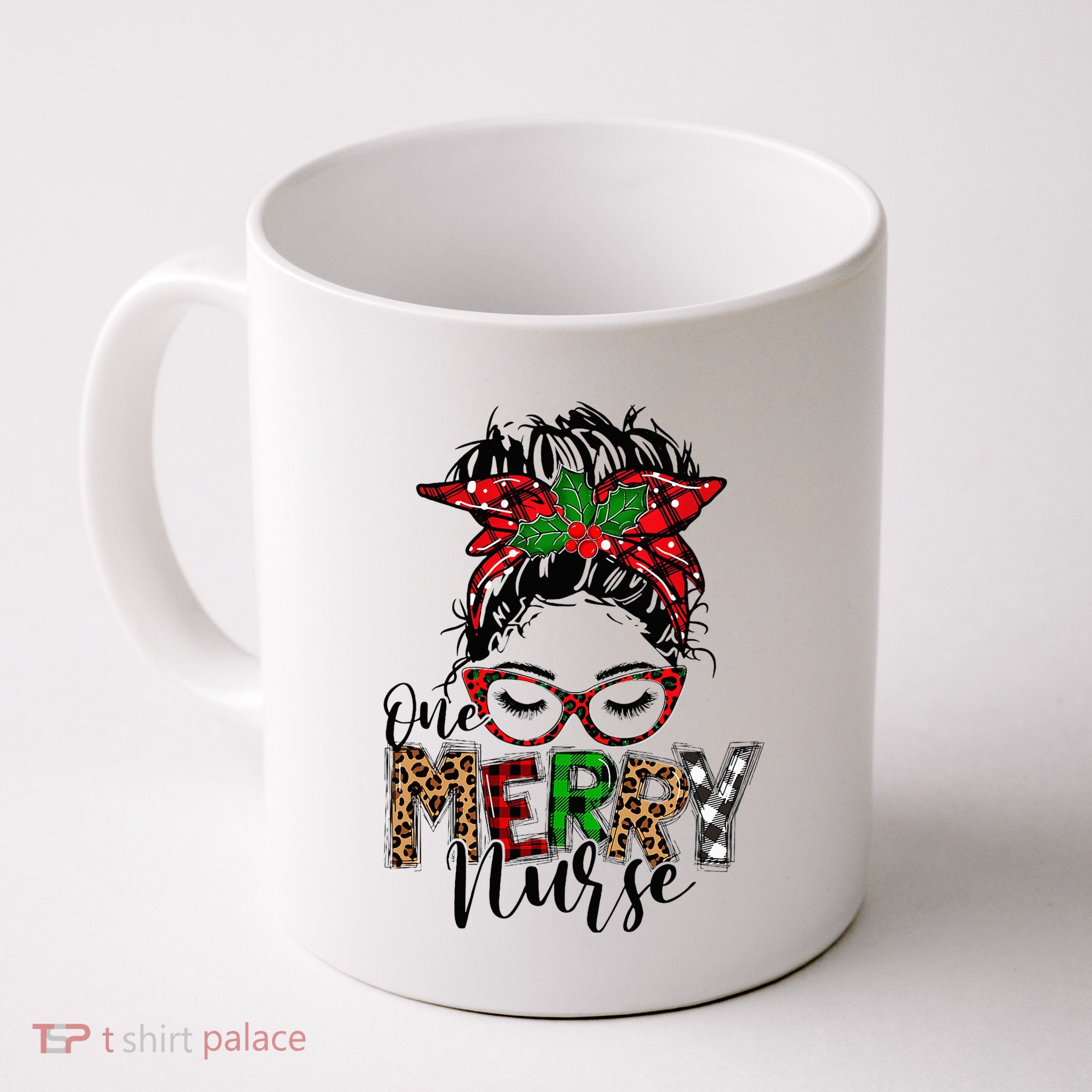Festive Plaid Holiday PJs for Busy School Nurses Mug