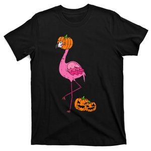 Flamingo Pumpkin Head Halloween Costume Adorable Bird Gift T-Shirt