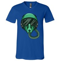 Fighter Pilot Helmet Aviator Headgear Sunglasses Gift V-Neck T-Shirt