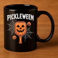 Funny Pickleween Halloween Pickleball Players Gift 11oz C Handle Ceramic Mug