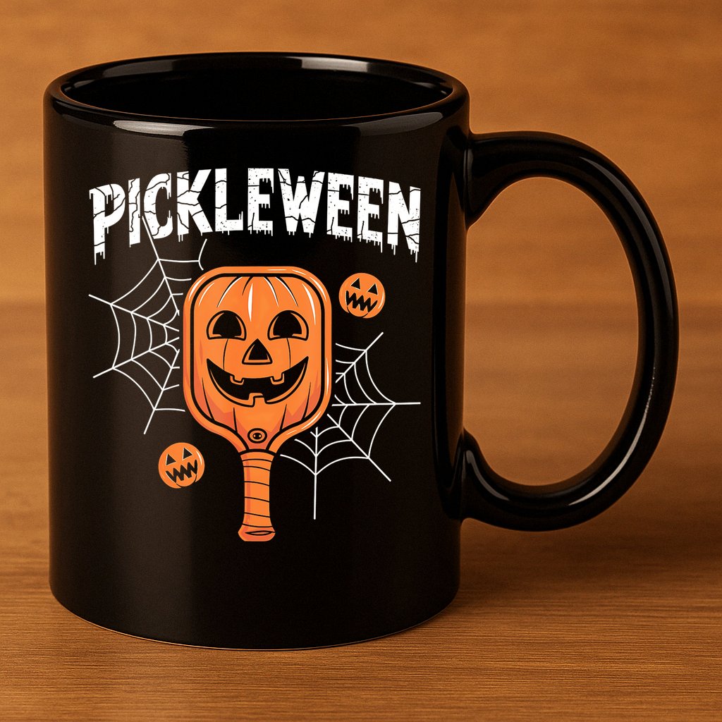 Funny Pickleween Halloween Pickleball Players Gift 11oz C Handle Ceramic Mug