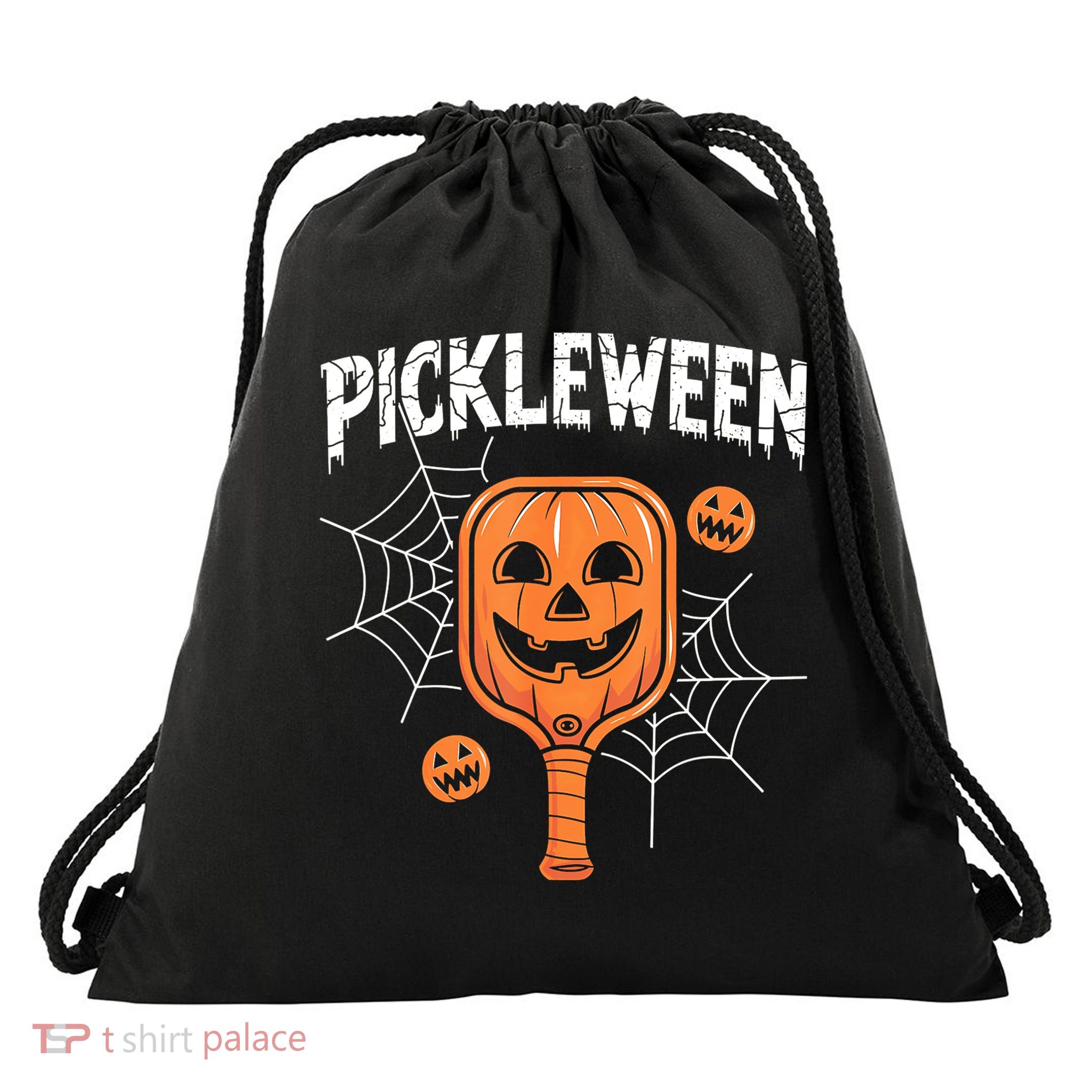 Funny Pickleween Halloween Pickleball Players Gift Drawstring Bag