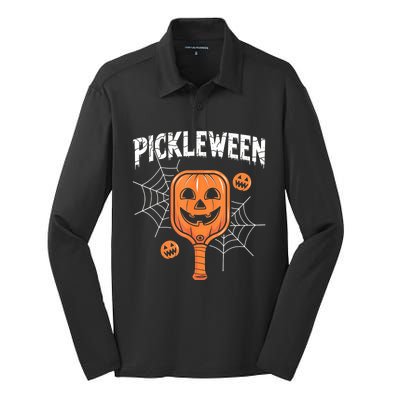 Funny Pickleween Halloween Pickleball Players Gift Silk Touch Performance Long Sleeve Polo