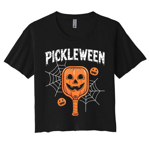 Funny Pickleween Halloween Pickleball Players Gift Crop Top