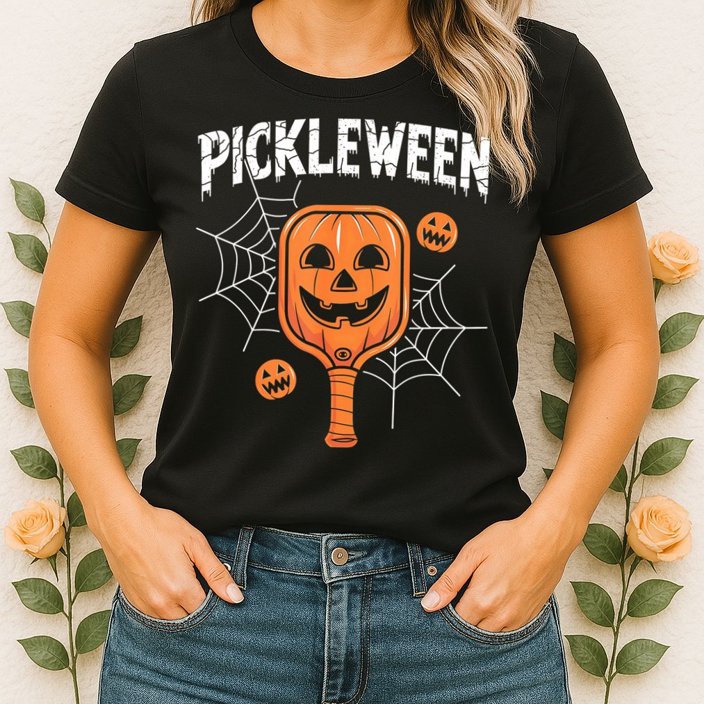 Funny Pickleween Halloween Pickleball Players Gift Womens T-Shirt