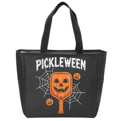Funny Pickleween Halloween Pickleball Players Gift Zip Tote Bag