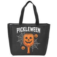 Funny Pickleween Halloween Pickleball Players Gift Zip Tote Bag