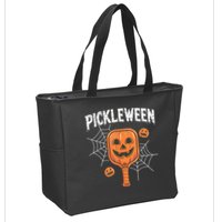 Funny Pickleween Halloween Pickleball Players Gift Zip Tote Bag