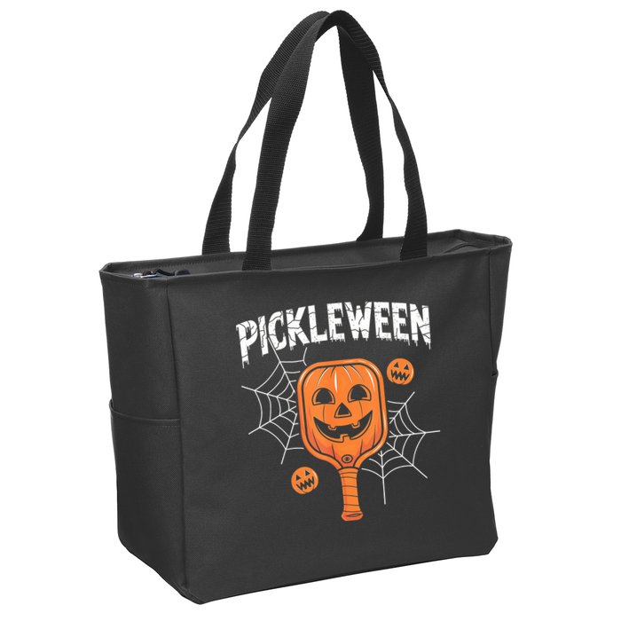 Funny Pickleween Halloween Pickleball Players Gift Zip Tote Bag