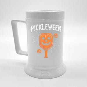 Funny Pickleween Halloween Pickleball Players Gift Beer Stein