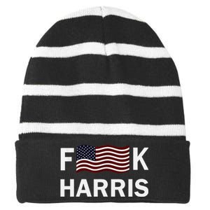 Fkh Political Humor F Kamala Harris Conservative Republican Striped Beanie with Solid Band