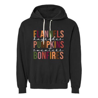 Flannels Pumpkins Hayrides Smores And Bonfires Garment-Dyed Fleece Hoodie