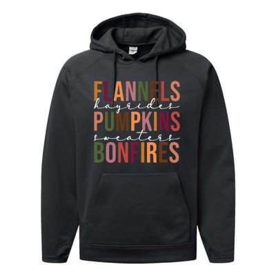 Flannels Pumpkins Hayrides Smores And Bonfires Performance Fleece Hoodie