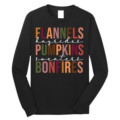 Flannels Pumpkins Hayrides Smores And Bonfires Long Sleeve Shirt