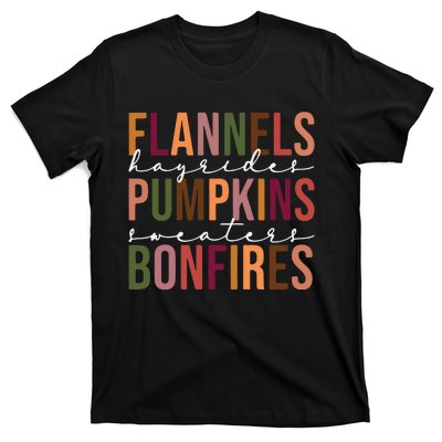 Flannels Pumpkins Hayrides Smores And Bonfires T-Shirt