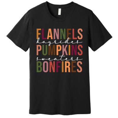 Flannels Pumpkins Hayrides Smores And Bonfires Premium T-Shirt