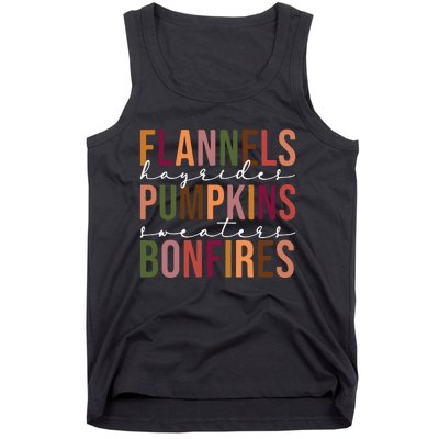 Flannels Pumpkins Hayrides Smores And Bonfires Tank Top