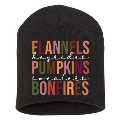 Flannels Pumpkins Hayrides Smores And Bonfires Short Acrylic Beanie