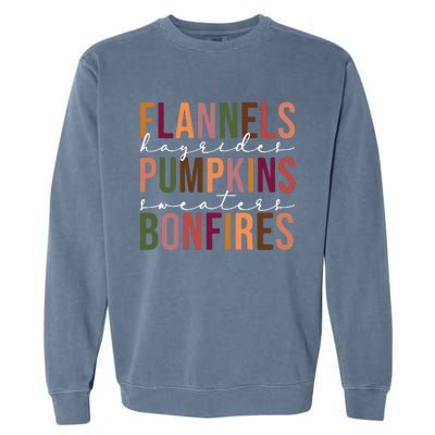 Flannels Pumpkins Hayrides Smores And Bonfires Garment-Dyed Sweatshirt