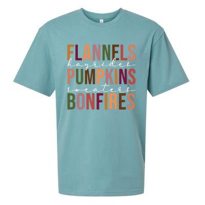 Flannels Pumpkins Hayrides Smores And Bonfires Sueded Cloud Jersey T-Shirt