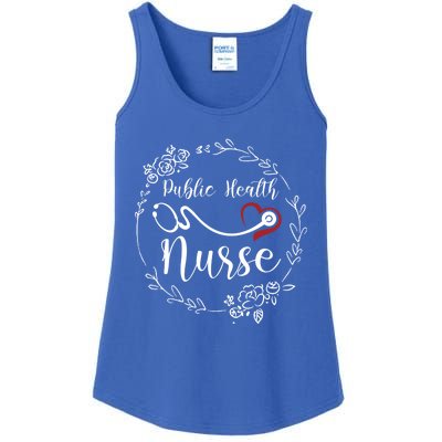 Floral Public Health Nurse Heart Stethoscope Gift Ladies Essential Tank