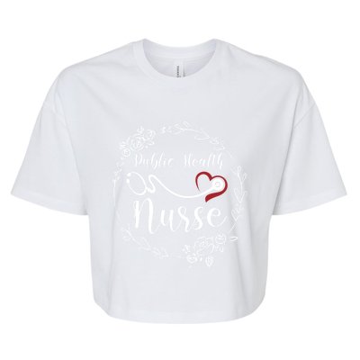 Floral Public Health Nurse Heart Stethoscope Gift Bella+Canvas Jersey Crop Tee