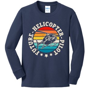 Future Pilot Helicopter Kids Long Sleeve Shirt