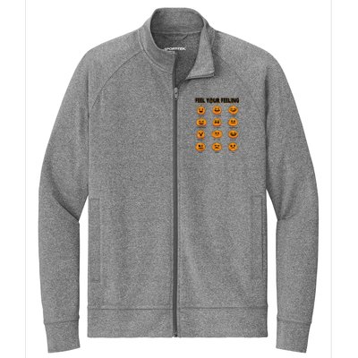 Feelings Pumpkins Halloween Mental Health Feel Your Feeling Stretch Full-Zip Cadet Jacket