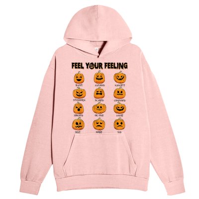 Feelings Pumpkins Halloween Mental Health Feel Your Feeling Urban Pullover Hoodie