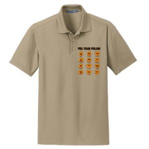 Feelings Pumpkins Halloween Mental Health Feel Your Feeling Dry Zone Grid Polo