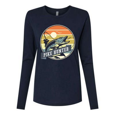 Fishing Pike Hunter River Fishing Angler Fish Hunting Womens Cotton Relaxed Long Sleeve T-Shirt