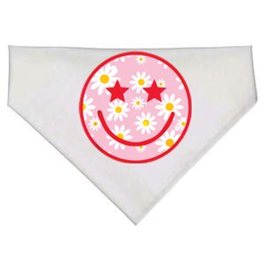 Funny Pink Happy Face Daisy Flower Smile Face Trendy USA-Made Doggie Bandana