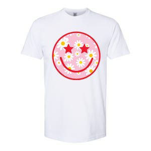 Funny Pink Happy Face Daisy Flower Smile Face Trendy Softstyle CVC T-Shirt