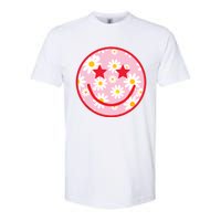 Funny Pink Happy Face Daisy Flower Smile Face Trendy Softstyle CVC T-Shirt