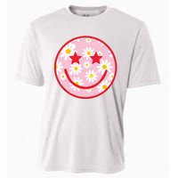 Funny Pink Happy Face Daisy Flower Smile Face Trendy Cooling Performance Crew T-Shirt