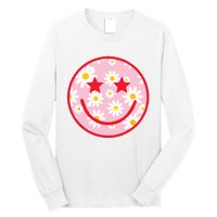 Funny Pink Happy Face Daisy Flower Smile Face Trendy Long Sleeve Shirt