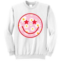 Funny Pink Happy Face Daisy Flower Smile Face Trendy Sweatshirt