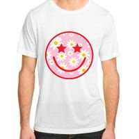 Funny Pink Happy Face Daisy Flower Smile Face Trendy Adult ChromaSoft Performance T-Shirt