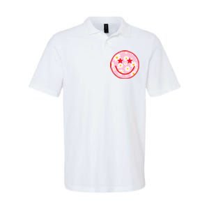 Funny Pink Happy Face Daisy Flower Smile Face Trendy Softstyle Adult Sport Polo