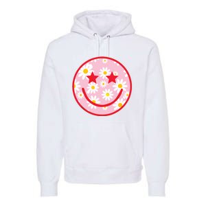 Funny Pink Happy Face Daisy Flower Smile Face Trendy Premium Hoodie