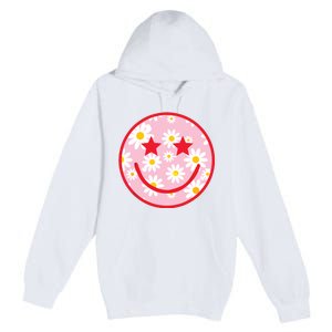 Funny Pink Happy Face Daisy Flower Smile Face Trendy Premium Pullover Hoodie