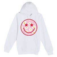 Funny Pink Happy Face Daisy Flower Smile Face Trendy Premium Pullover Hoodie