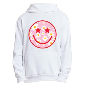 Funny Pink Happy Face Daisy Flower Smile Face Trendy Urban Pullover Hoodie